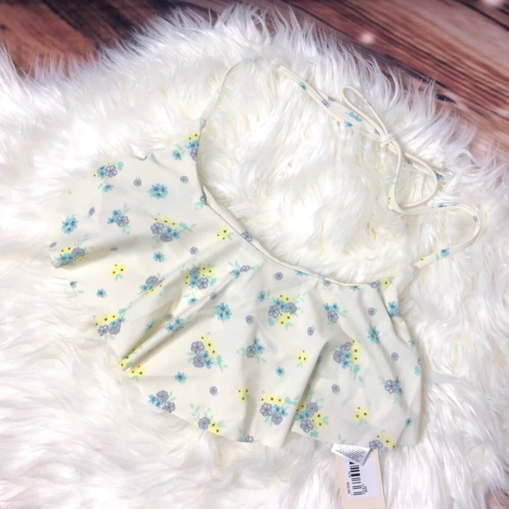 Floral Ruffle Swimsuit Bikini Top